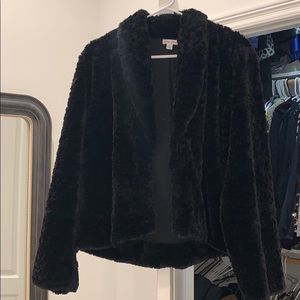 Black faux fur coat